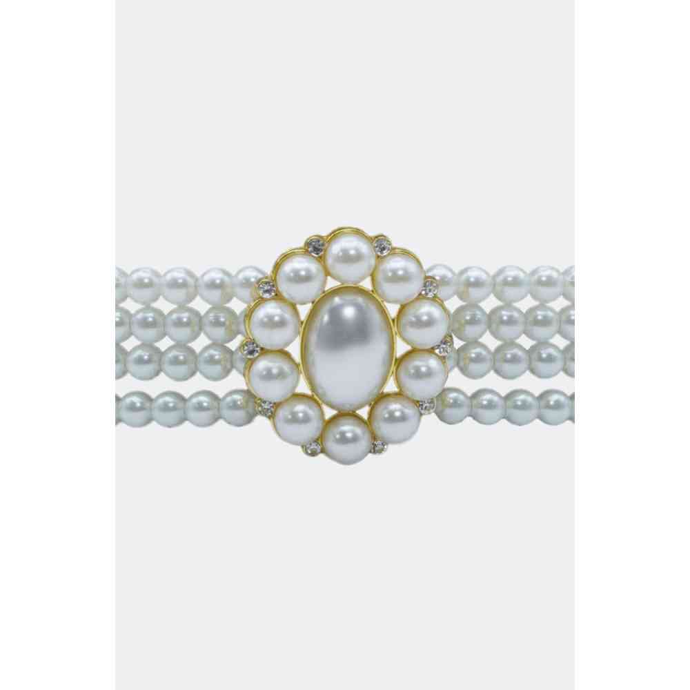 Voodoo Vixen - Layered Pearl Chain Ceinture pour la taille - Crème